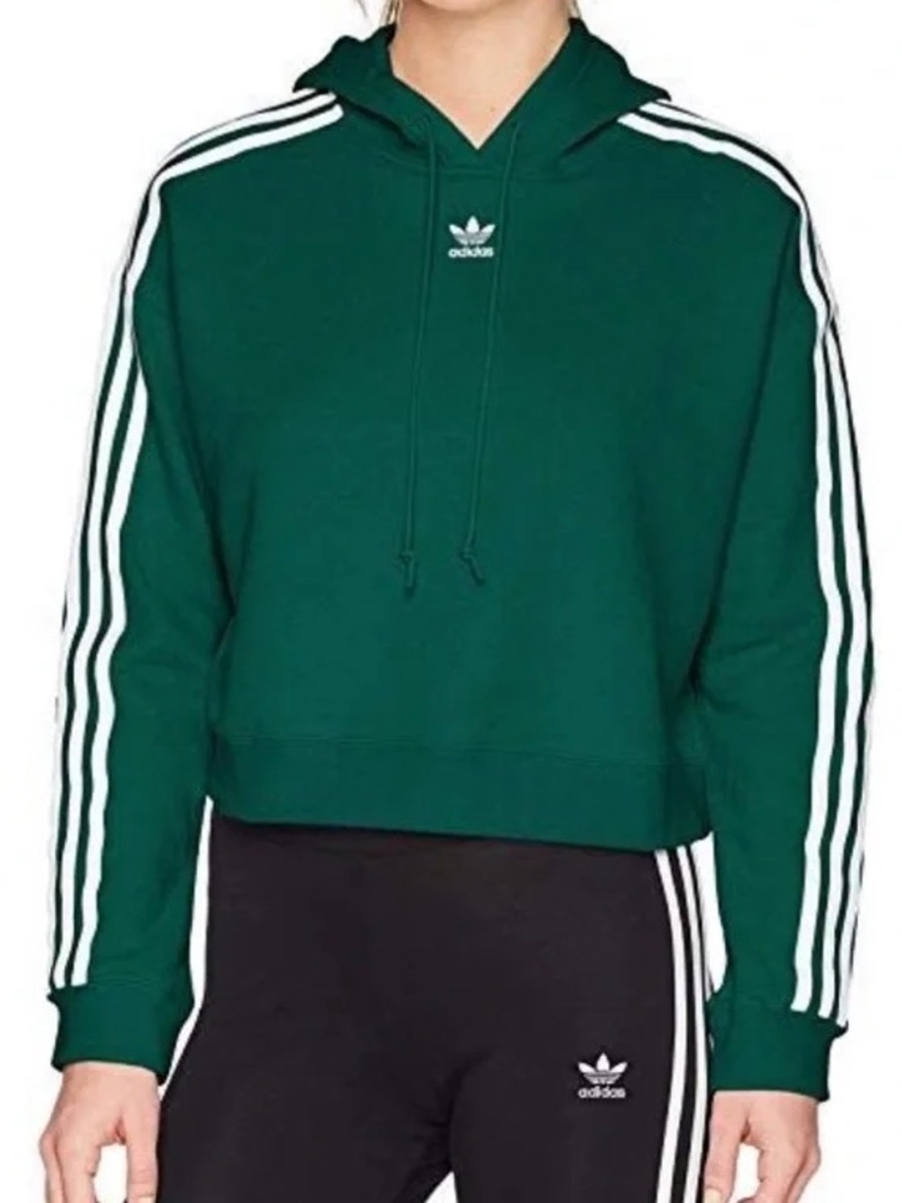 Adidas Original Three Stripe Crop Hoodie Size L